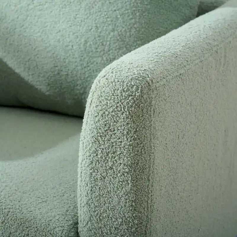 Fauteuil d'appoint baril en chenille avec pieds en bois massif et coussin lombaire