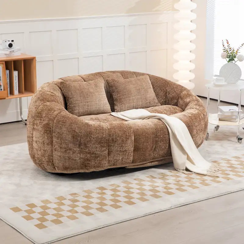 Canapé-chaise longue chenille 59" avec garnissage en mousse haute densité – Canapé de sol pour salon et chambre