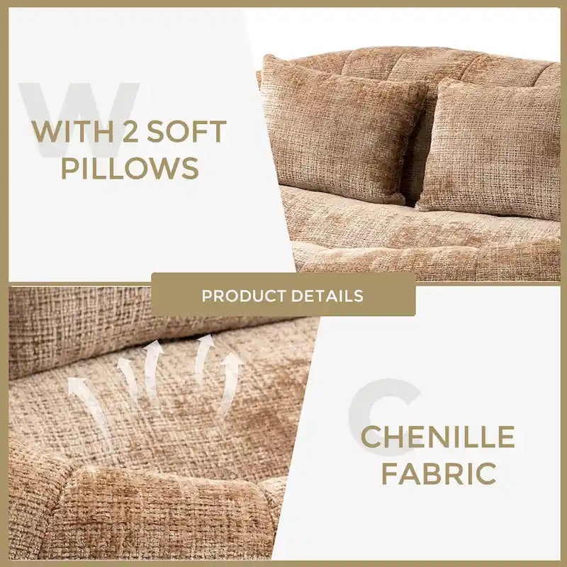 Canapé-chaise longue chenille 59" avec garnissage en mousse haute densité – Canapé de sol pour salon et chambre