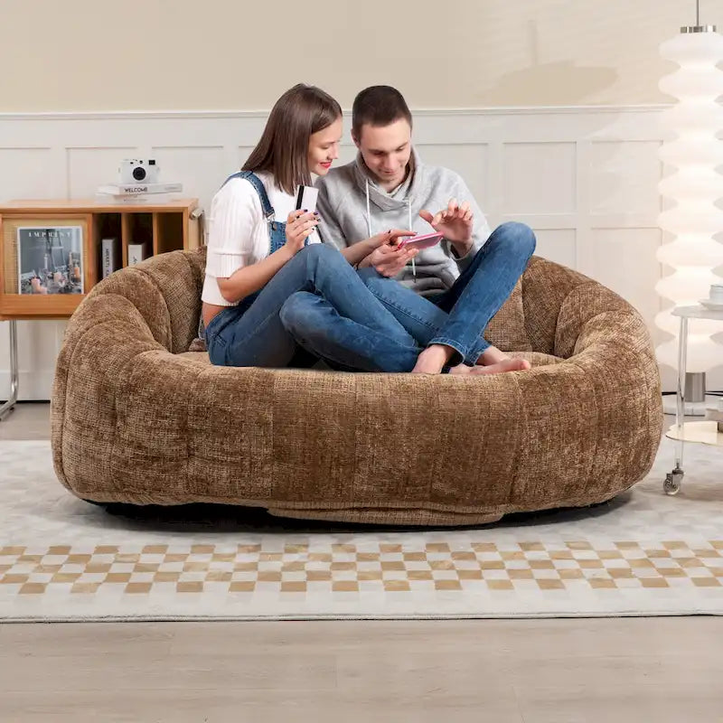 Canapé-chaise longue chenille 59" avec garnissage en mousse haute densité – Canapé de sol pour salon et chambre
