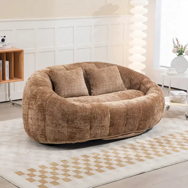 Canapé-chaise longue chenille 59" avec garnissage en mousse haute densité – Canapé de sol pour salon et chambre