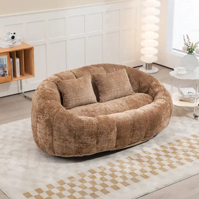 Canapé-chaise longue chenille 59" avec garnissage en mousse haute densité – Canapé de sol pour salon et chambre