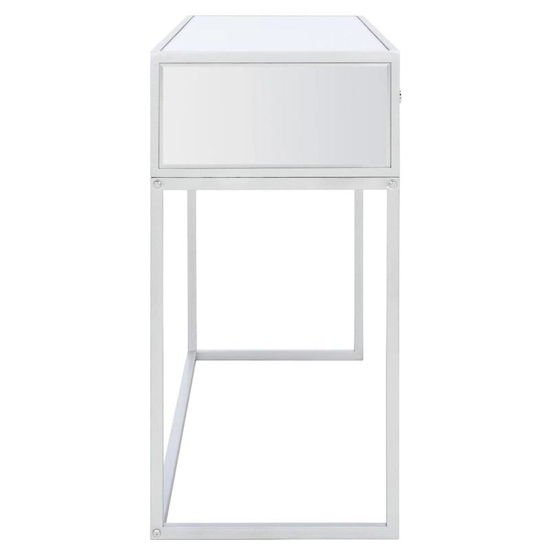 Coiffeuse à 2 tiroirs avec miroir et base en métal
