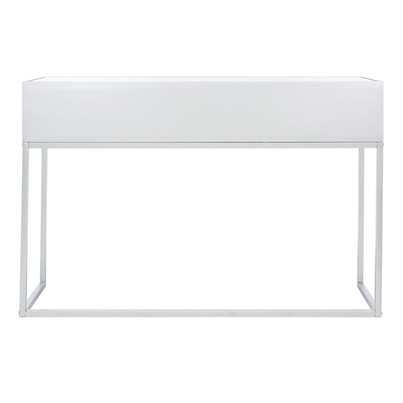 Coiffeuse à 2 tiroirs avec miroir et base en métal