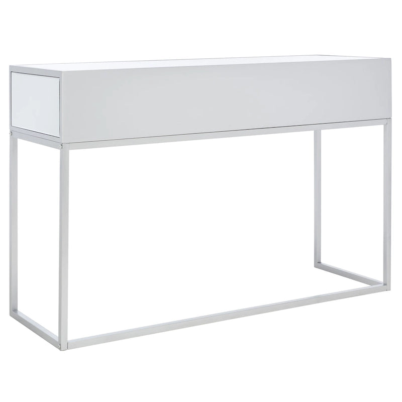 Coiffeuse à 2 tiroirs avec miroir et base en métal