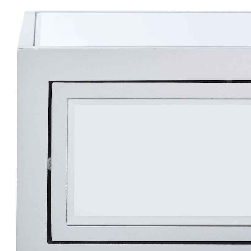 Coiffeuse à 2 tiroirs avec miroir et base en métal