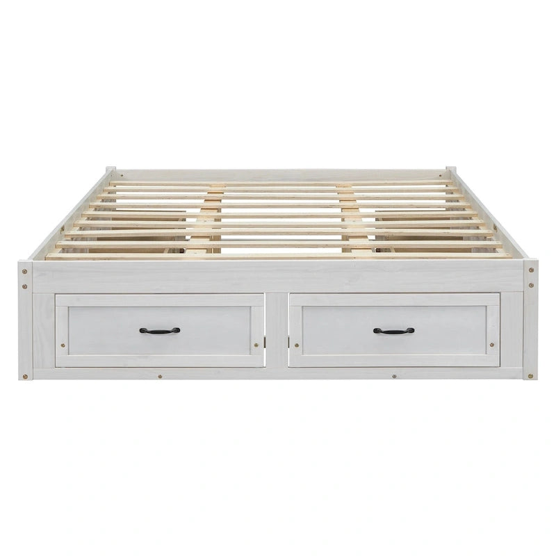 Lit plateforme de rangement Queen avec 6 tiroirs