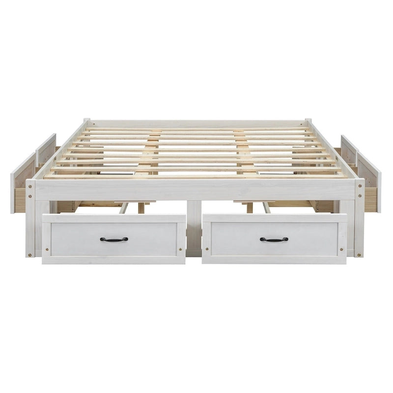 Lit plateforme de rangement Queen avec 6 tiroirs
