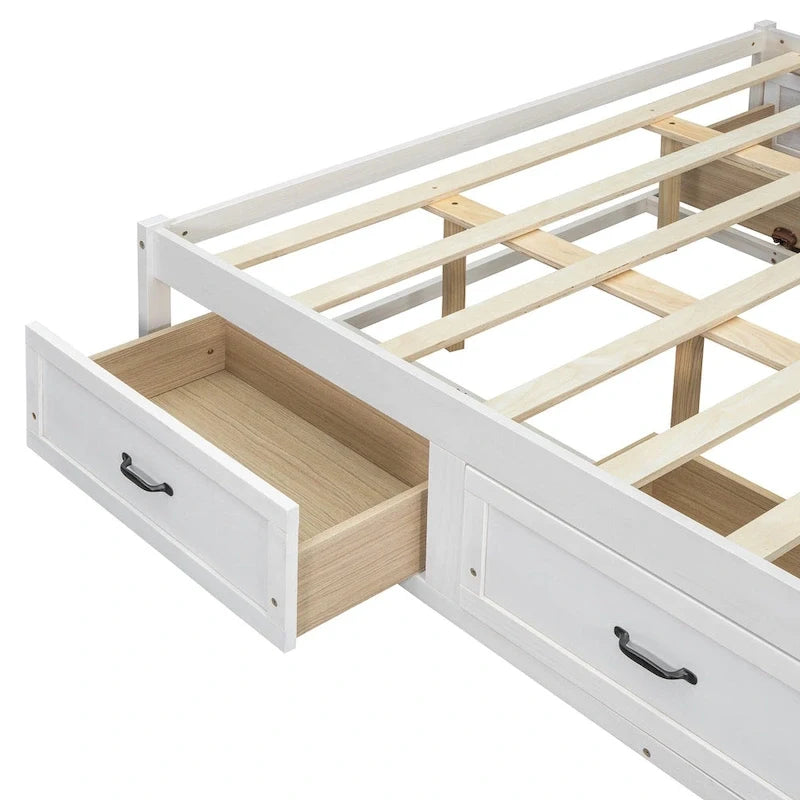 Lit plateforme de rangement Queen avec 6 tiroirs