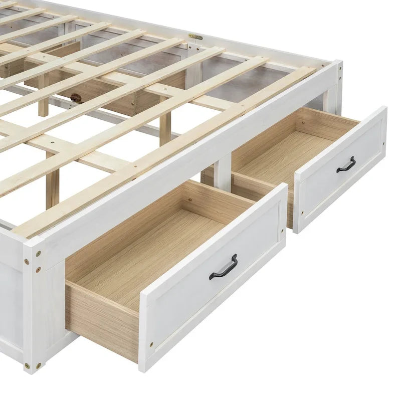 Lit plateforme de rangement Queen avec 6 tiroirs