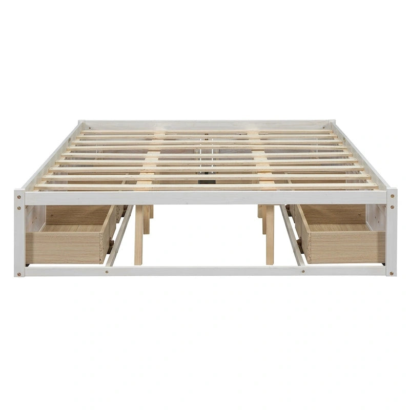 Lit plateforme de rangement Queen avec 6 tiroirs