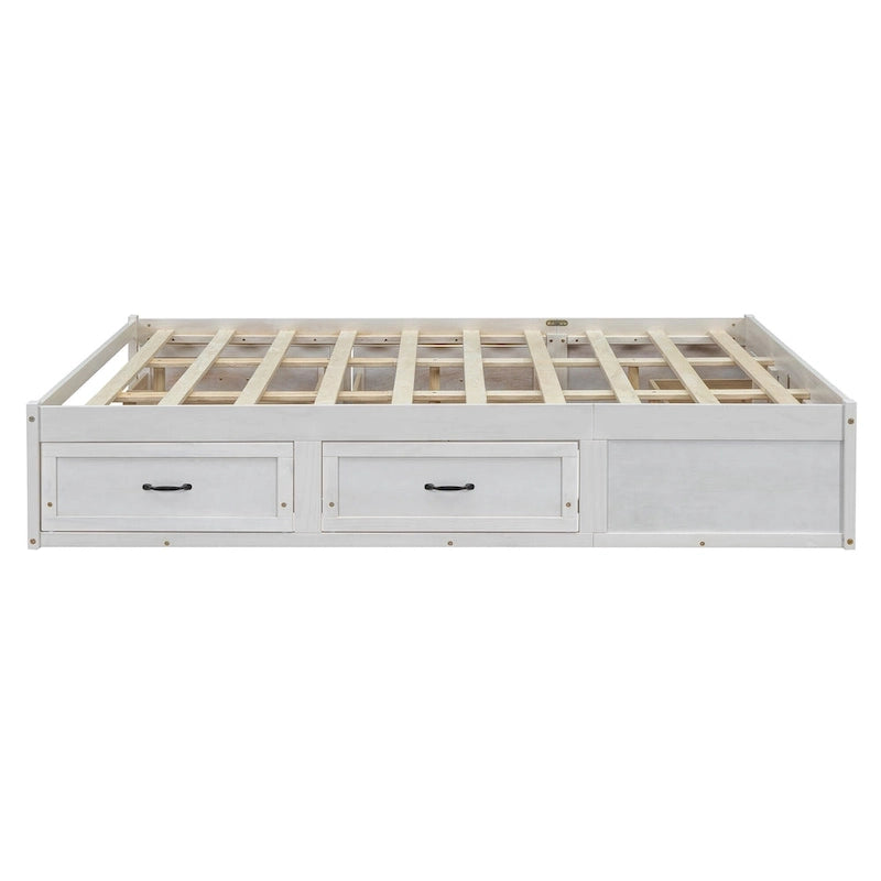 Lit plateforme de rangement Queen avec 6 tiroirs