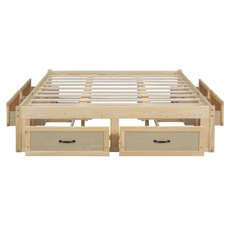 Lit plateforme de rangement Queen avec 6 tiroirs