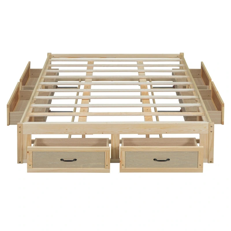 Lit plateforme de rangement Queen avec 6 tiroirs