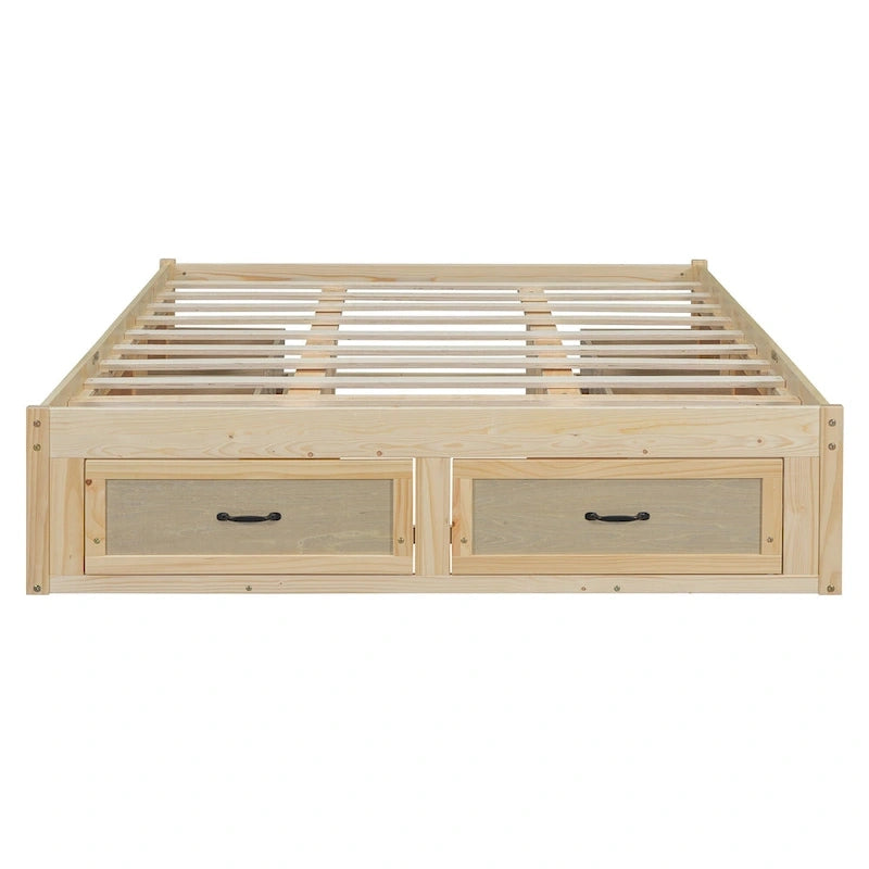 Lit plateforme de rangement Queen avec 6 tiroirs