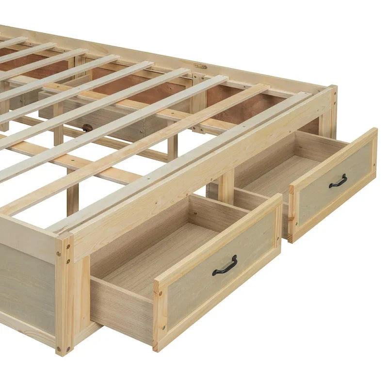 Lit plateforme de rangement Queen avec 6 tiroirs