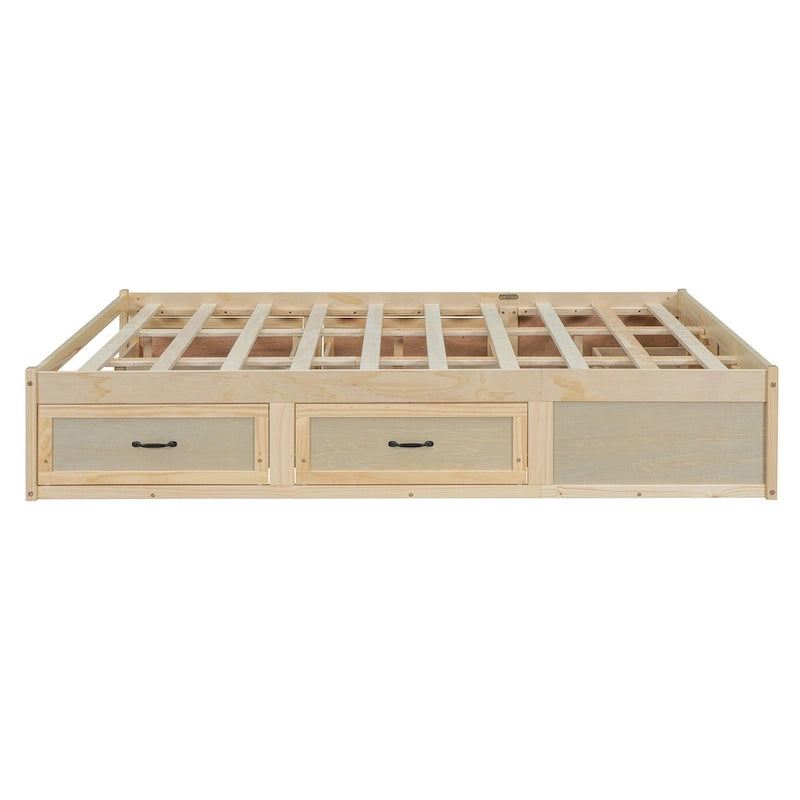 Lit plateforme de rangement Queen avec 6 tiroirs