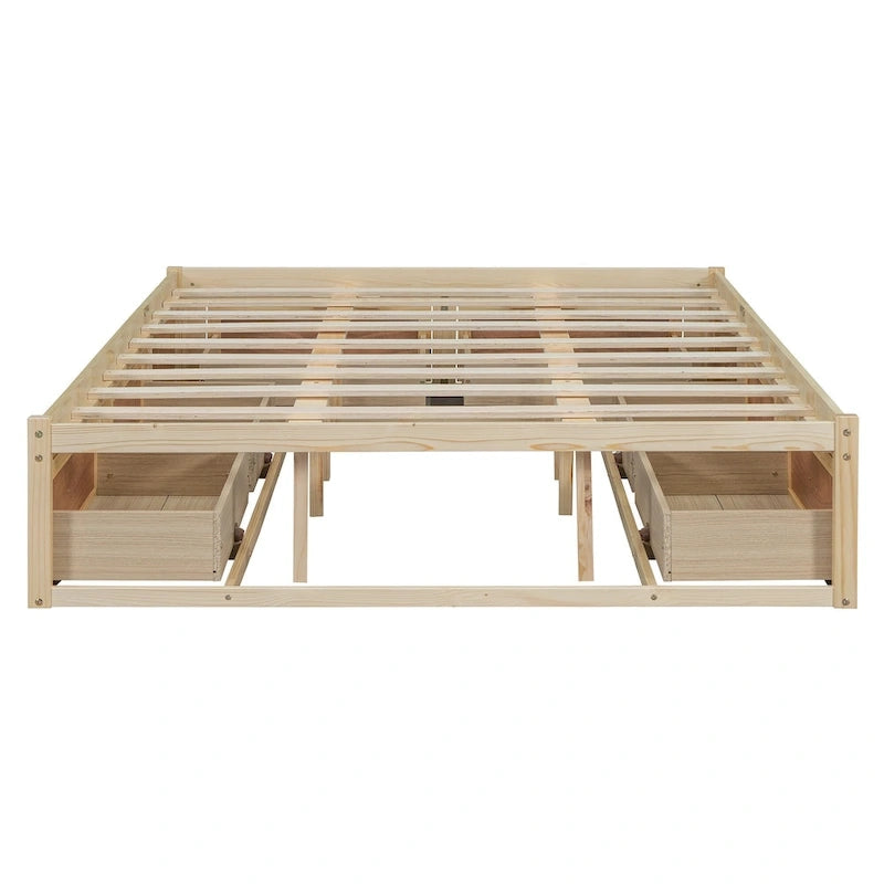Lit plateforme de rangement Queen avec 6 tiroirs