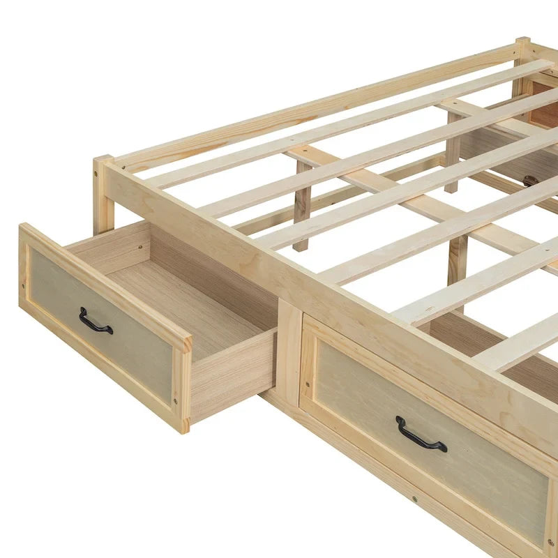 Lit plateforme de rangement Queen avec 6 tiroirs