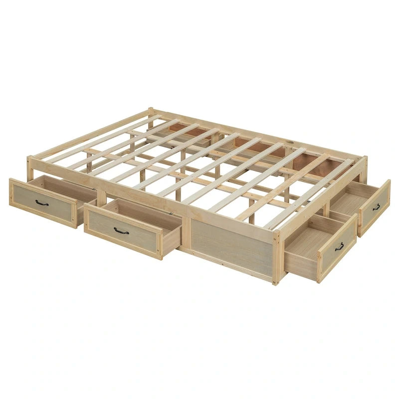 Lit plateforme de rangement Queen avec 6 tiroirs