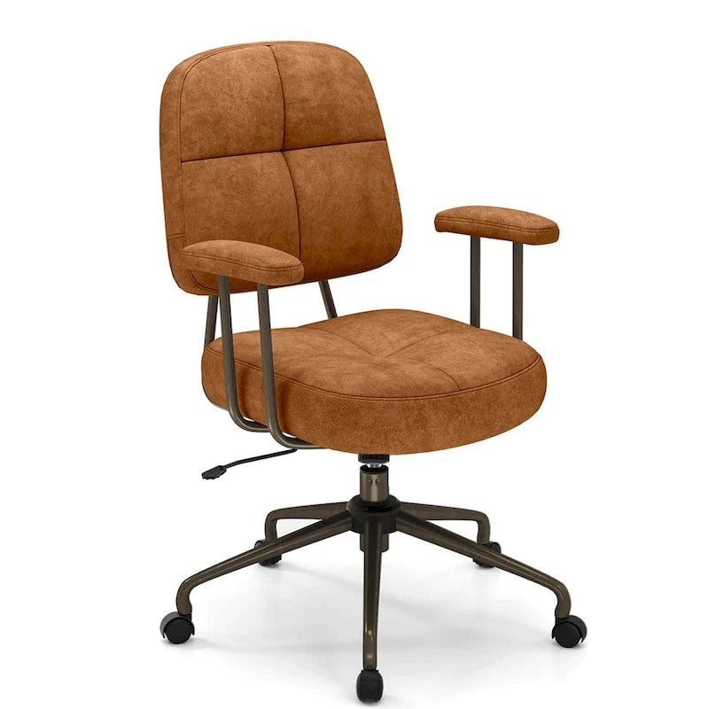 Chaise de bureau ergonomique à dossier mi-hauteur — Chaise de travail tapissée en Leathaire avec hauteur réglable et fonction de bascule
