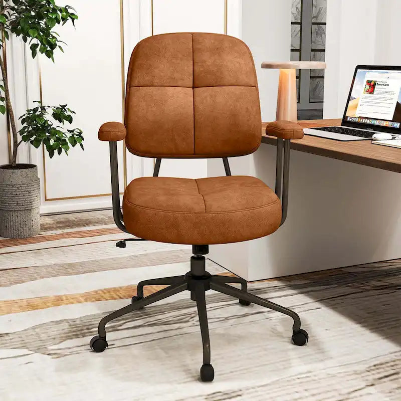 Chaise de bureau ergonomique à dossier mi-hauteur — Chaise de travail tapissée en Leathaire avec hauteur réglable et fonction de bascule