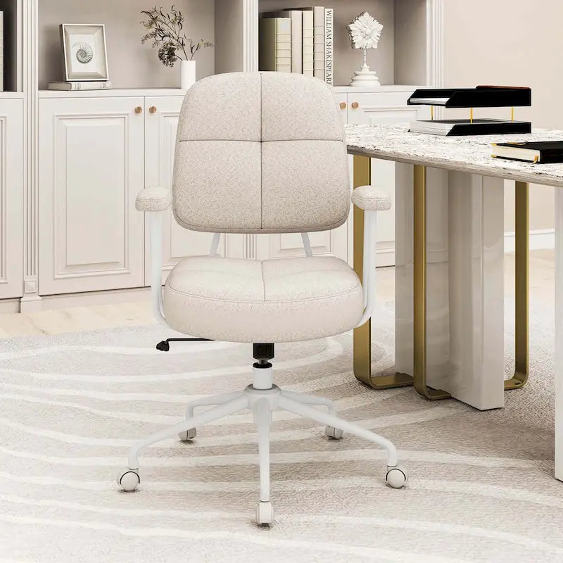 Chaise de bureau ergonomique à dossier mi-hauteur — Chaise de travail tapissée en Leathaire avec hauteur réglable et fonction de bascule