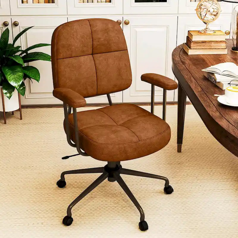 Chaise de bureau ergonomique à dossier mi-hauteur — Chaise de travail tapissée en Leathaire avec hauteur réglable et fonction de bascule