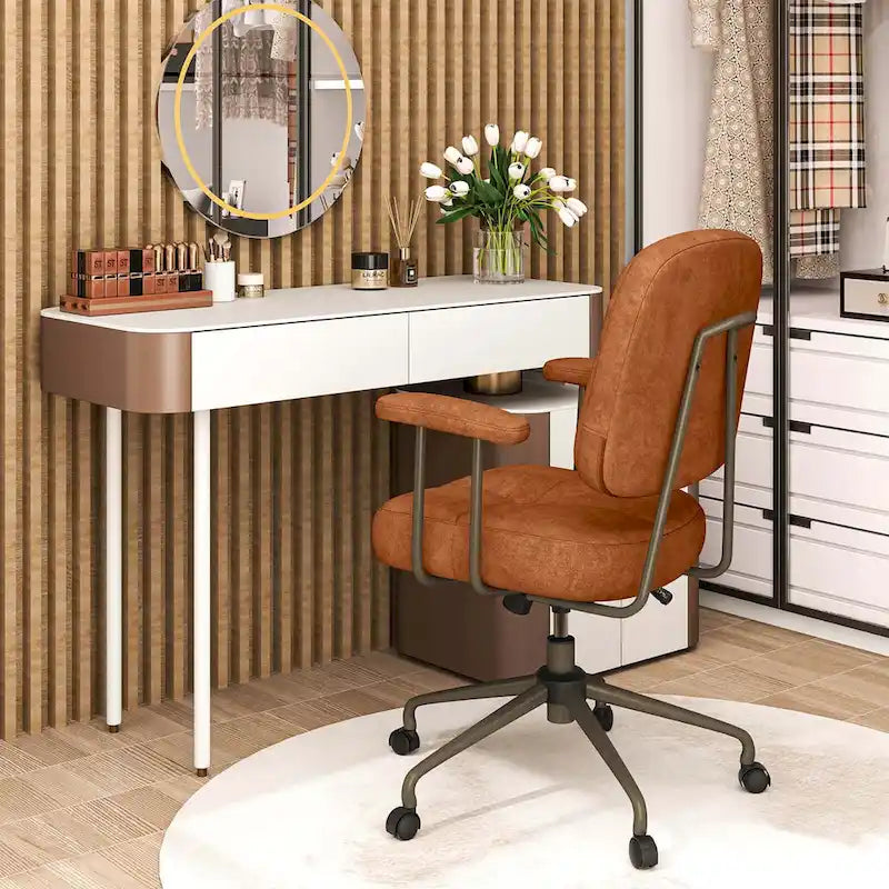 Chaise de bureau ergonomique à dossier mi-hauteur — Chaise de travail tapissée en Leathaire avec hauteur réglable et fonction de bascule