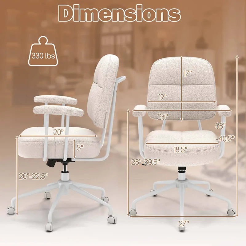 Chaise de bureau ergonomique à dossier mi-hauteur — Chaise de travail tapissée en Leathaire avec hauteur réglable et fonction de bascule