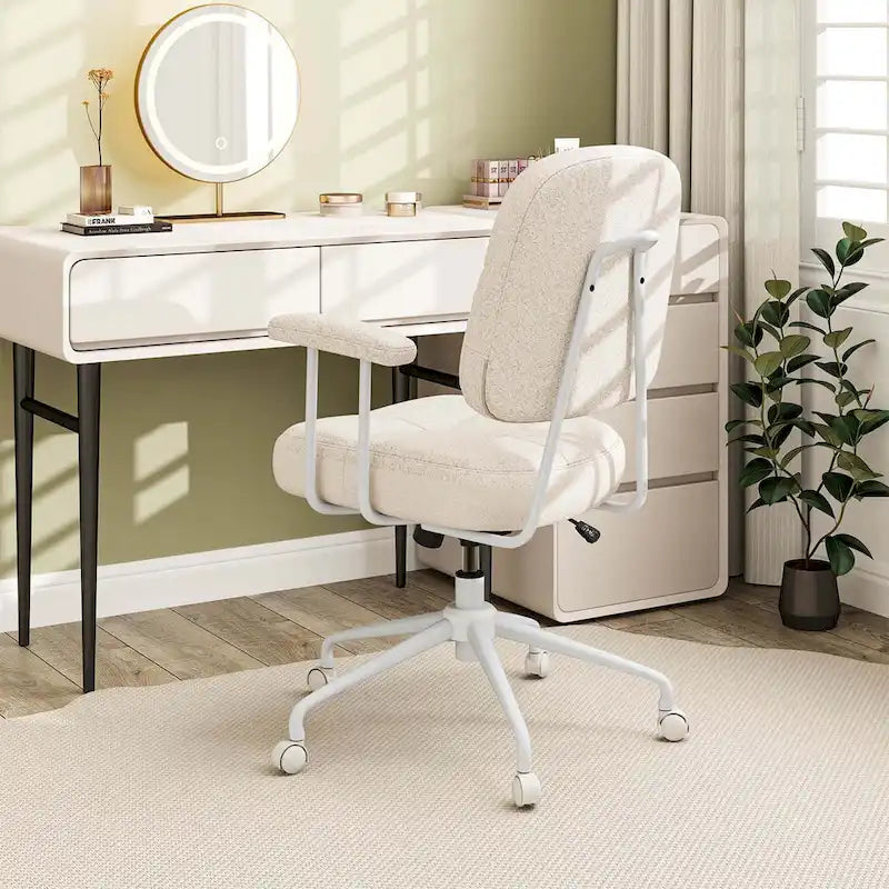 Chaise de bureau ergonomique à dossier mi-hauteur — Chaise de travail tapissée en Leathaire avec hauteur réglable et fonction de bascule