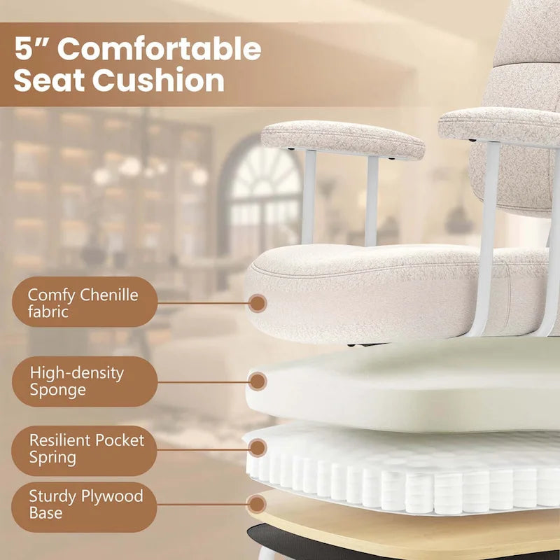 Chaise de bureau ergonomique à dossier mi-hauteur — Chaise de travail tapissée en Leathaire avec hauteur réglable et fonction de bascule