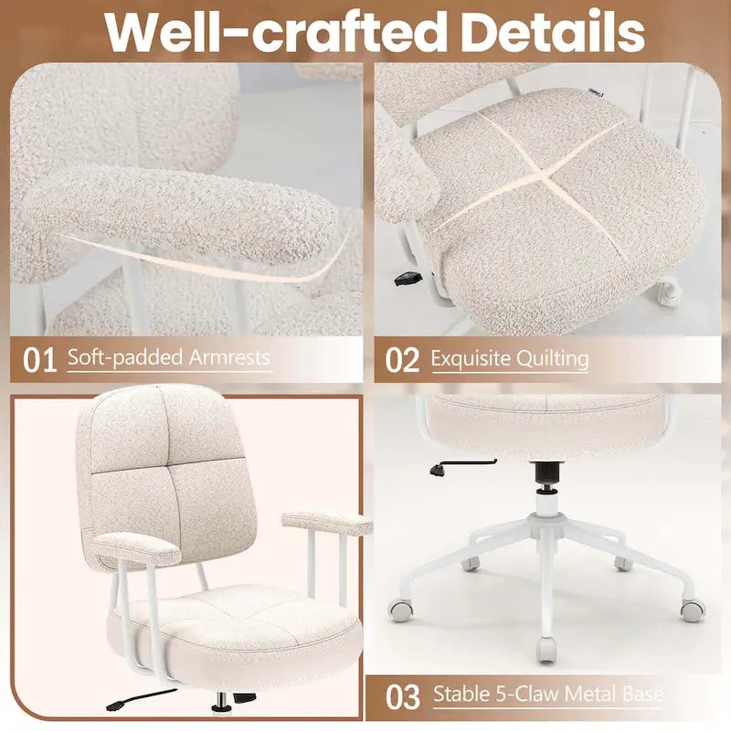 Chaise de bureau ergonomique à dossier mi-hauteur — Chaise de travail tapissée en Leathaire avec hauteur réglable et fonction de bascule