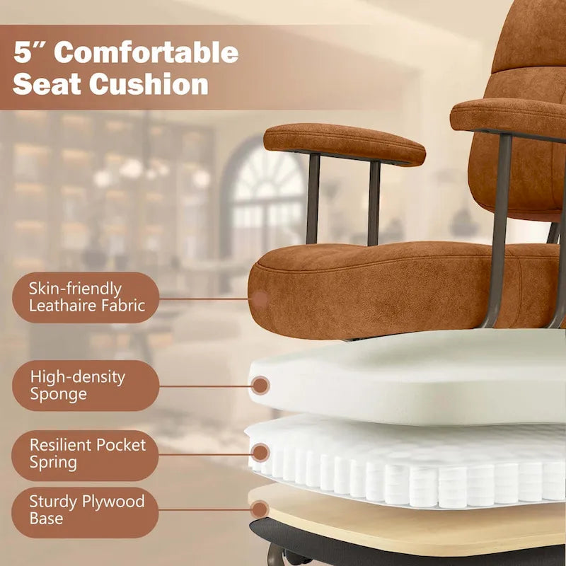 Chaise de bureau ergonomique à dossier mi-hauteur — Chaise de travail tapissée en Leathaire avec hauteur réglable et fonction de bascule