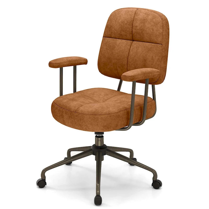 Chaise de bureau ergonomique à dossier mi-hauteur — Chaise de travail tapissée en Leathaire avec hauteur réglable et fonction de bascule