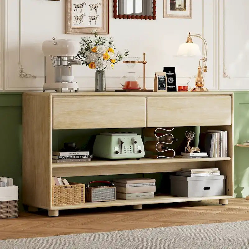 Console de style vintage avec 2 tiroirs et 2 étagères – Entrée et salon