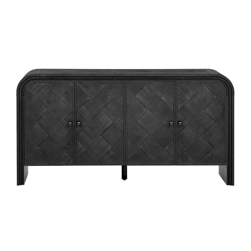 Buffet courbé à 4 portes — Meuble de rangement pour entrée et salon