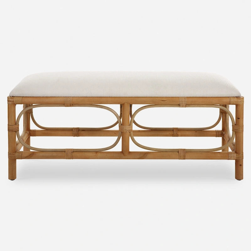 Banc rectangulaire d'appoint en rotin — Assise intérieure de style côtier