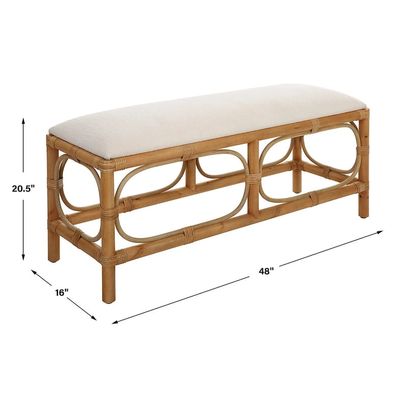 Banc rectangulaire d'appoint en rotin — Assise intérieure de style côtier