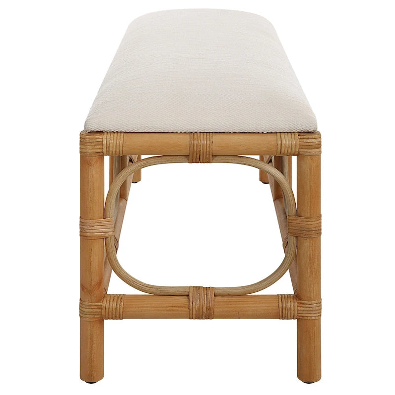 Banc rectangulaire d'appoint en rotin — Assise intérieure de style côtier
