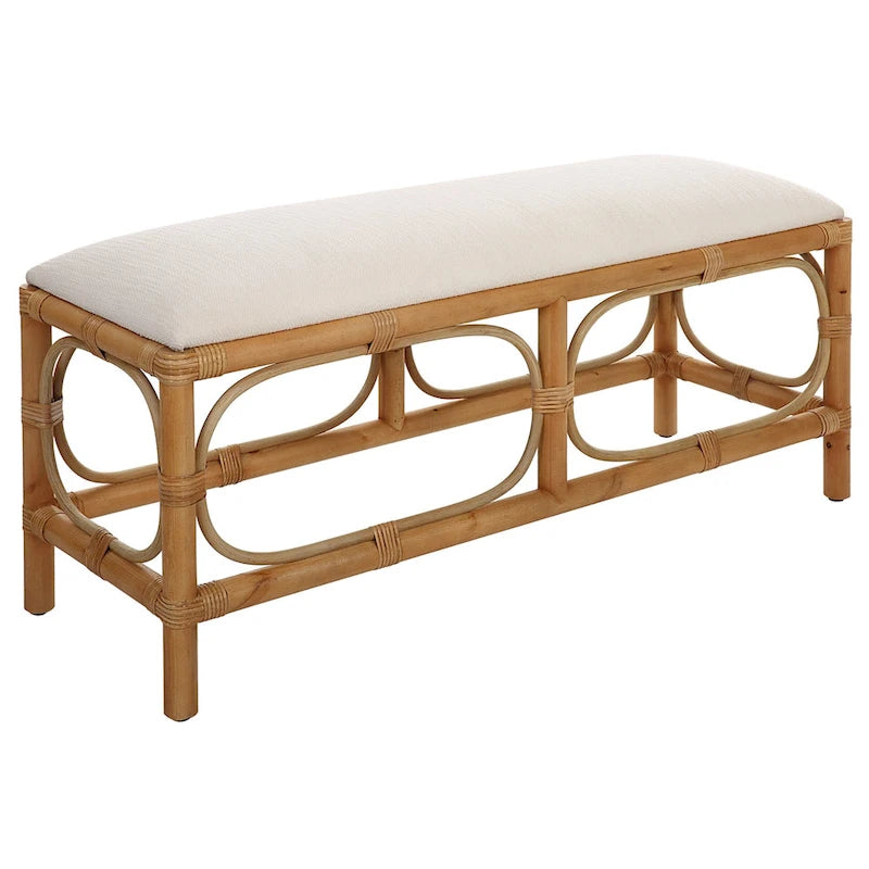 Banc rectangulaire d'appoint en rotin — Assise intérieure de style côtier