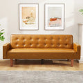 Canapé-lit futon capitonné en cuir PU de 74 po, canapé convertible 3 places pour salon et chambre à coucher