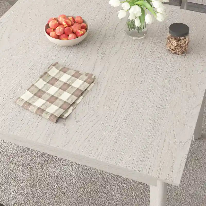Table à Manger Carrée en Bois Massif avec 2 Tiroirs, 4 Places – Style Scandinave Moderne