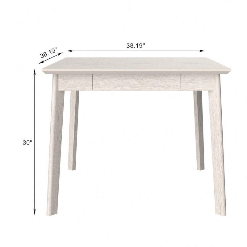 Table à Manger Carrée en Bois Massif avec 2 Tiroirs, 4 Places – Style Scandinave Moderne