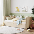 Lit de repos double rembourré avec lit gigogne escamotable – Beige