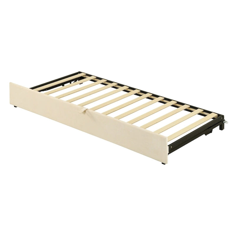 Lit de repos double rembourré avec lit gigogne escamotable – Beige