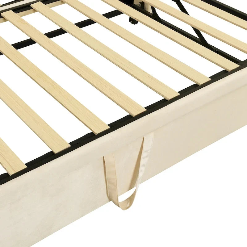 Lit de repos double rembourré avec lit gigogne escamotable – Beige