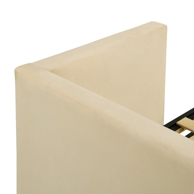 Lit de repos double rembourré avec lit gigogne escamotable – Beige