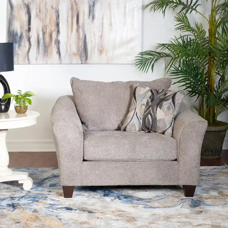 Fauteuil d'appoint contemporain en tissu avec dossier et coussin