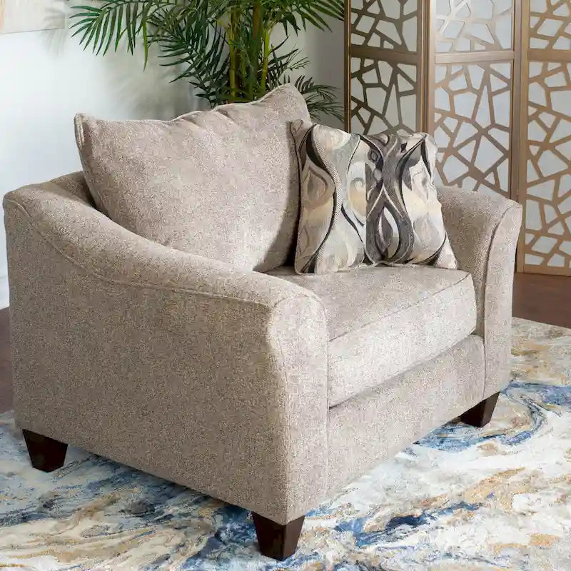 Fauteuil d'appoint contemporain en tissu avec dossier et coussin